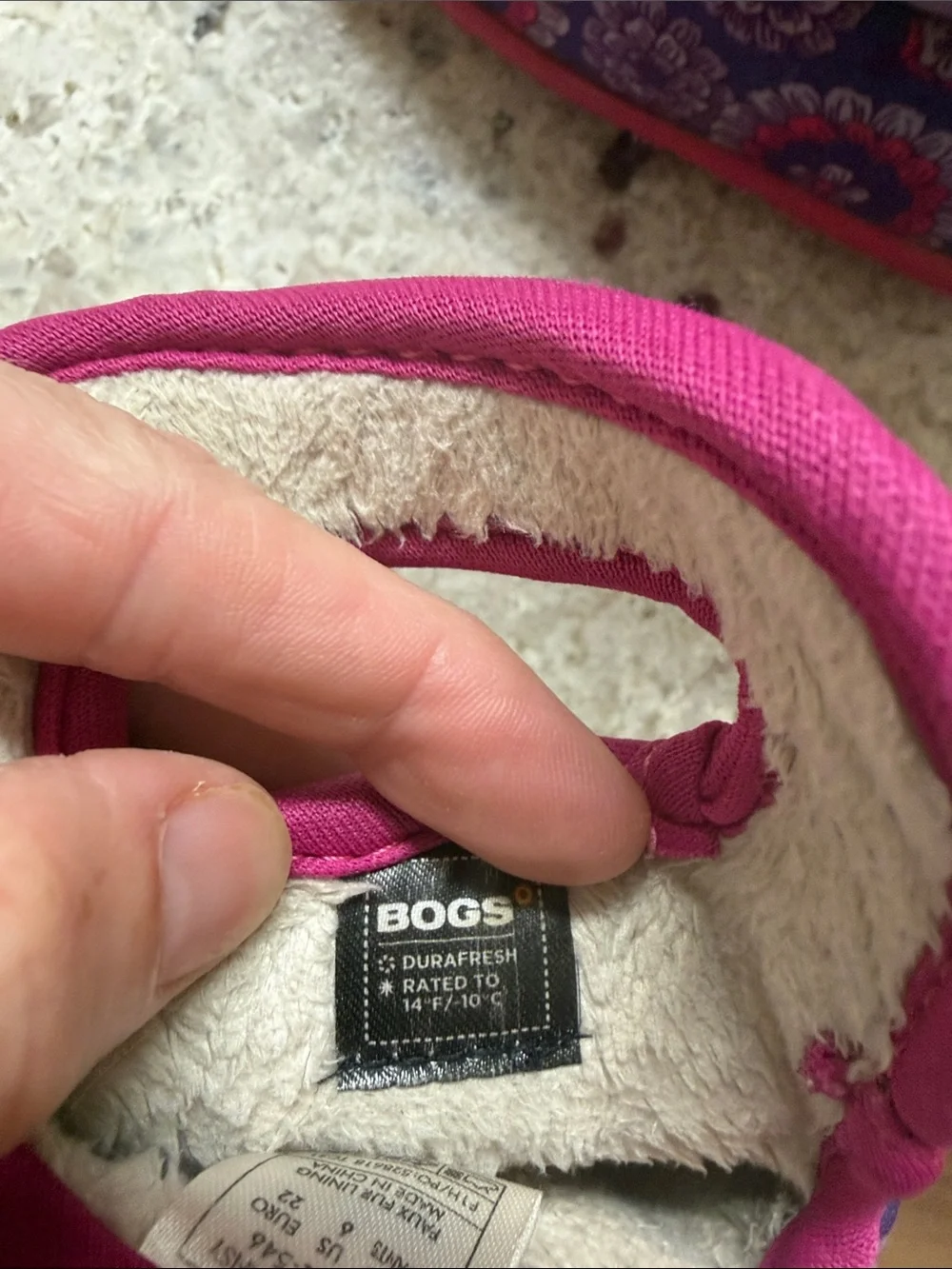 Bogs Kids' Baby Pansy Stripe Snow Boot Pink Purple Waterproof Size 6 Infant Girl